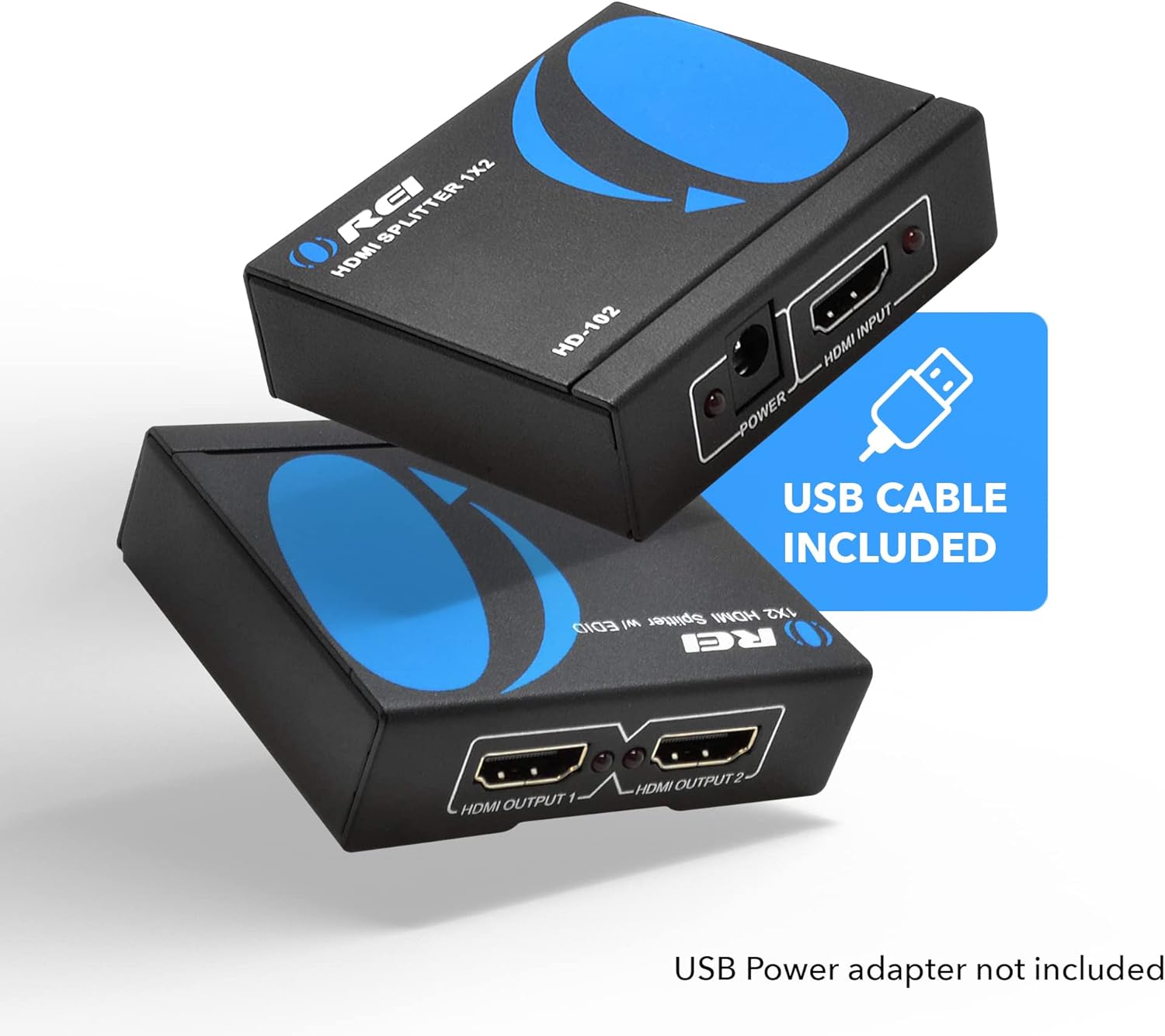 OREI HDMI Splitter 1 in 2 Out 4K - 1x2 HDMI Display Duplicate/Mirror - Powered Splitter Full HD 1080P, 4K @ 30Hz (One Input To Two Outputs)