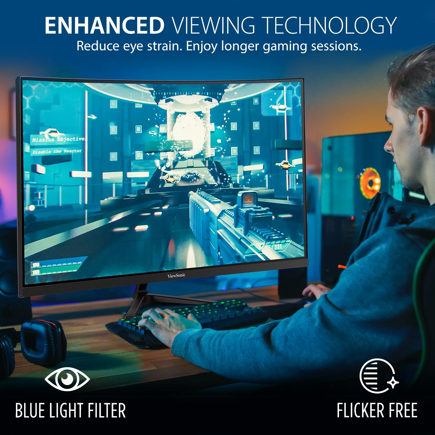 ViewSonic OMNI VX3218-PC-MHD 32 Inch Curved 1080p 1ms 165Hz Gaming Monitor with AMD FreeSync Premium, Eye Care, HDMI and Display Port