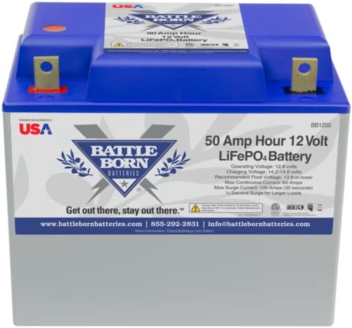 Battle Born 50 Ah 12V Group 24 LiFePO4 Deep Cycle Battery Perfect for RV/Camper, Marine, Overland/Van, and Off Grid Applications