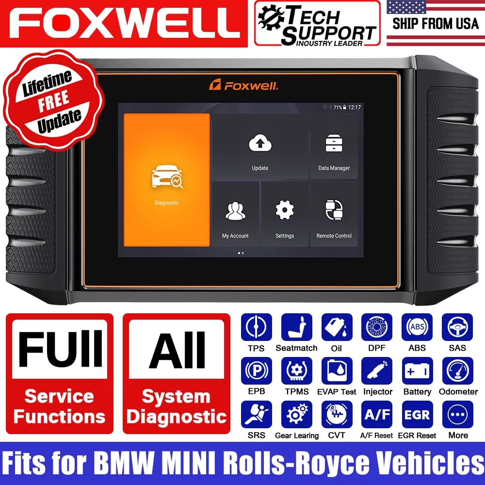 Foxwell Professional BMW Automotive Diagnostic Tool All System Bidirectional Scan Tool 31+ Maintenance Reset Service for BMW MINI Rolls-Royce Vehicle