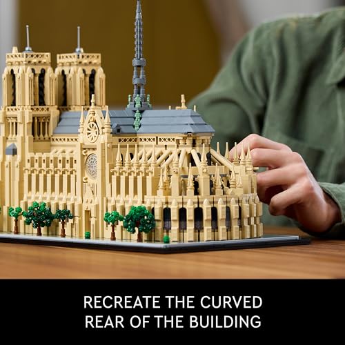 LEGO Architecture Notre-Dame de Paris Replica, Architectural Model Kit, Collectible Building Set for Adults, Build and Display Souvenir