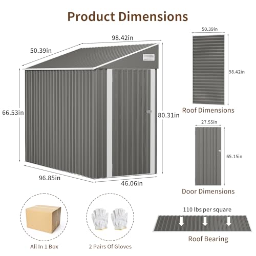 NicBex 6×5 Resin Outdoor Storage Shed with Floor & Window– All-Weather Lockable Small Tool Shed