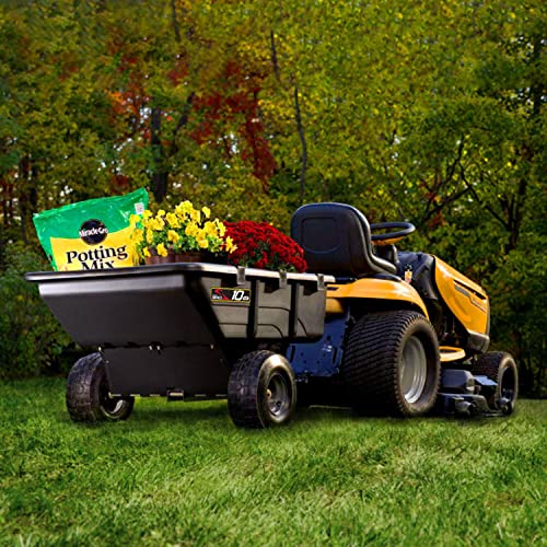 Brinly 10 cu.ft. 650lb Heavy Duty Tow-Behind Poly Utility Cart & Dump Trailer with Magnetic Hitch Pin & Compression Molded Bed