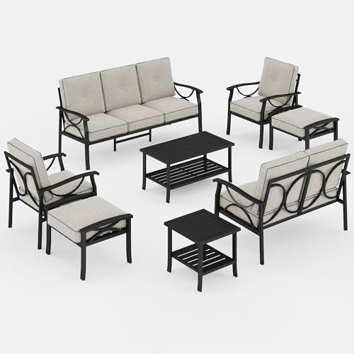 Wisteria Lane 5-Piece Outdoor Patio Furniture Set, Outdoor Metal Sectional Furniture with Cushions