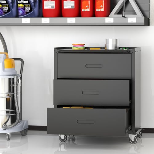 Mobile Tool Storage Cabinet with Wheels,Heavy Duty Rolling Tool Cabinets for Garage,Metal Storage Cabinets with 4 Drawer and 1 Locking Doors