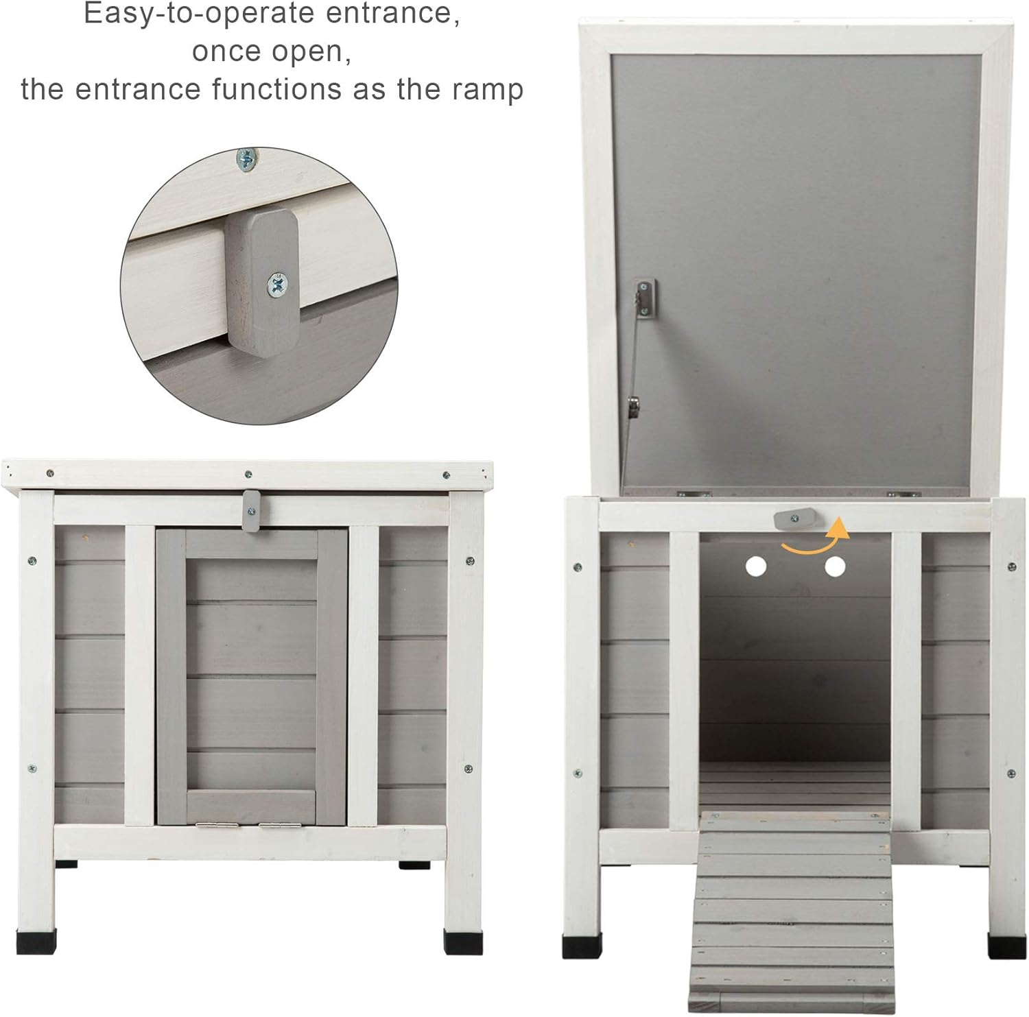 SNUGENS Topnotch Weatherproof Outdoor Wooden Bunny Rabbit Hutch Pet Cage Cat Shelter in White