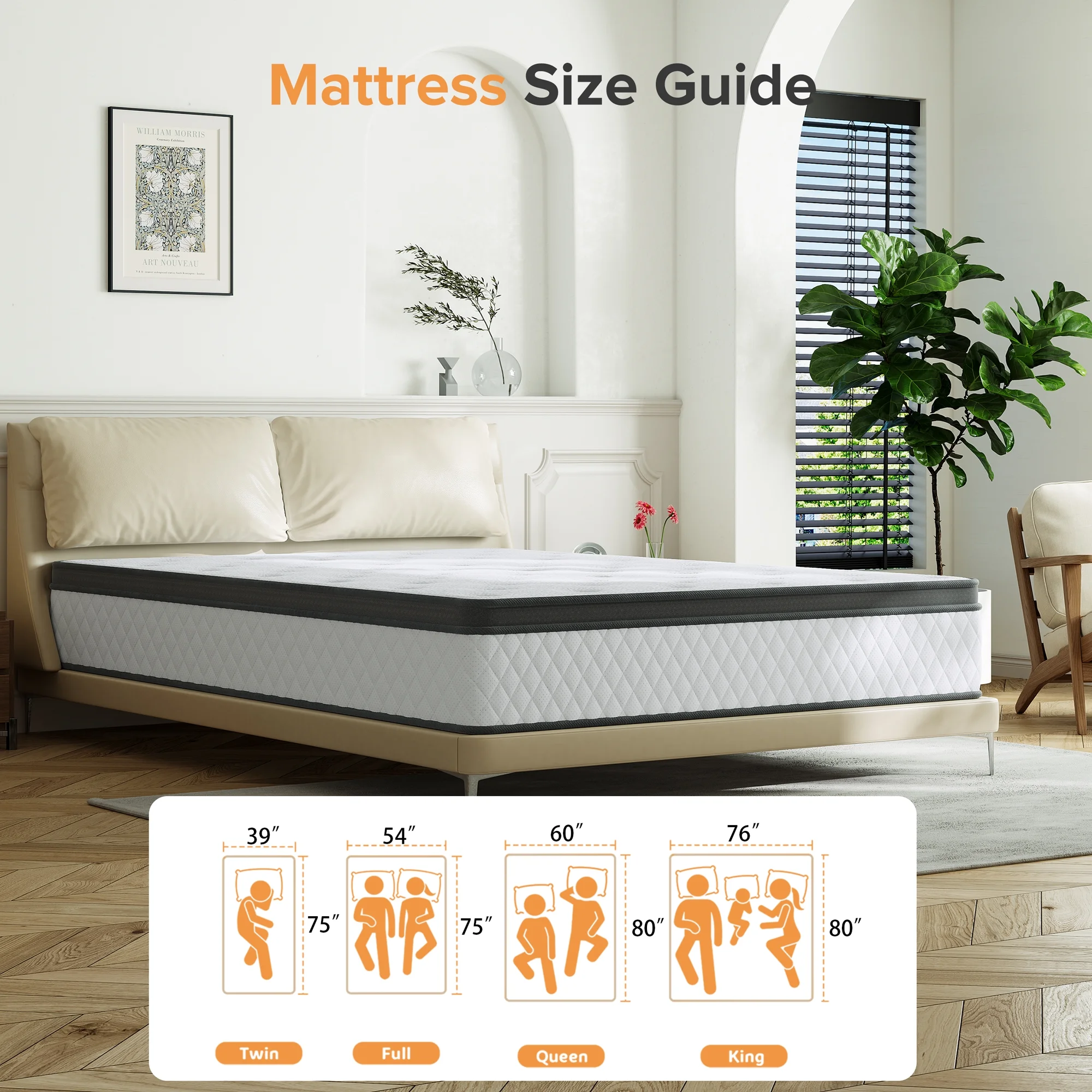 TXO 12 Inch Memory Foam and Innerspring Hybrid Mattress �C Queen Mattress �C Bed in a Box �C Medium Firm Mattress