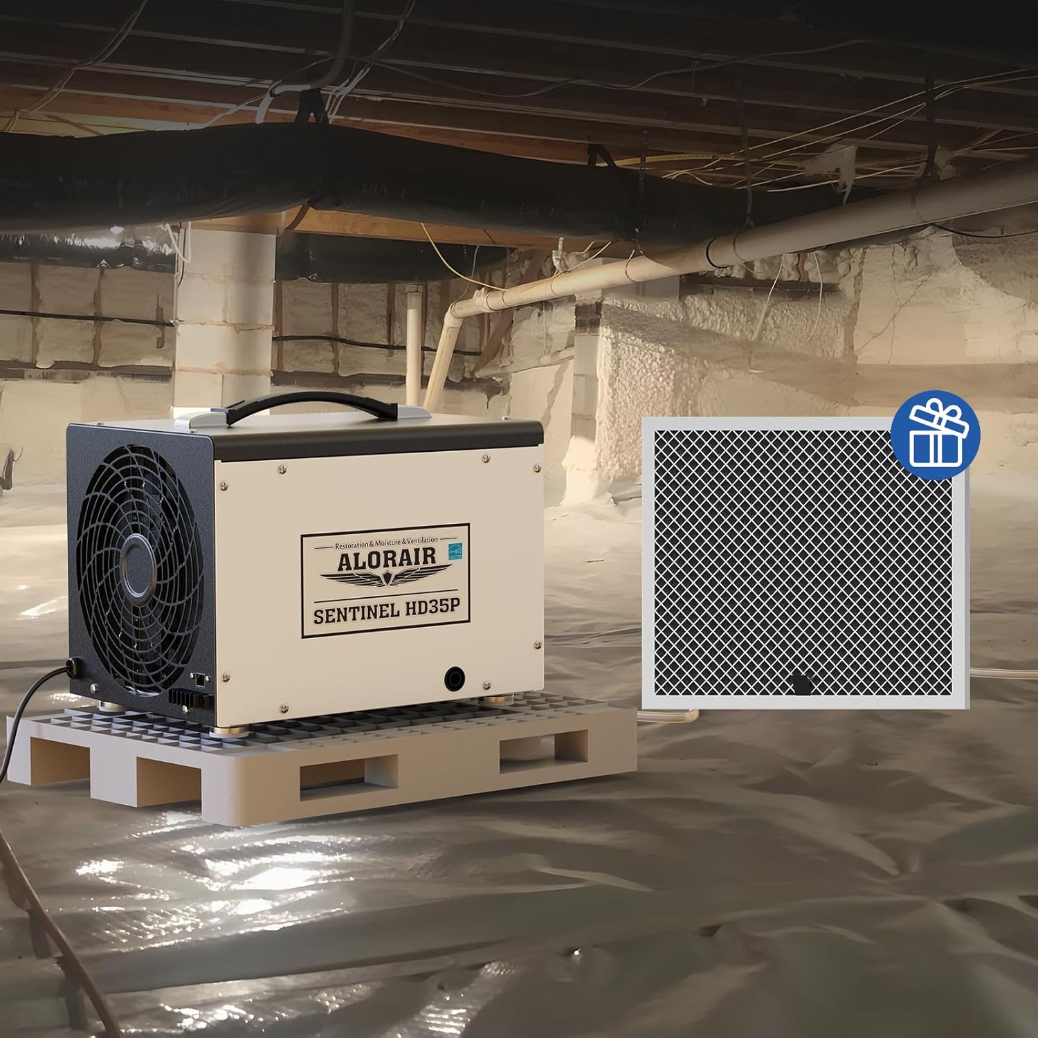 ALORAIR Crawl Space/Basement Dehumidifier 70 Pint Dehumidifier with Pump, Automatic Defrost, Up to 1000 Sq Ft Commercial Dehumidifier, Memory Start