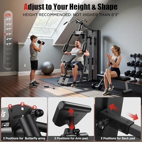 Sportsroyals Home Gym, Multifunctional Home Gym Equipment, Workout Station with 154LBS Weight Stack