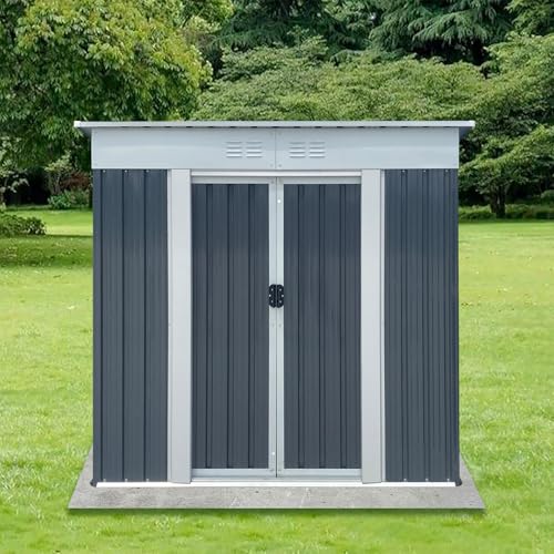 Aidek Outdoor Storage Shed, 5x3 FT Metal Garden Shed with Lockable Sliding Door & Vents