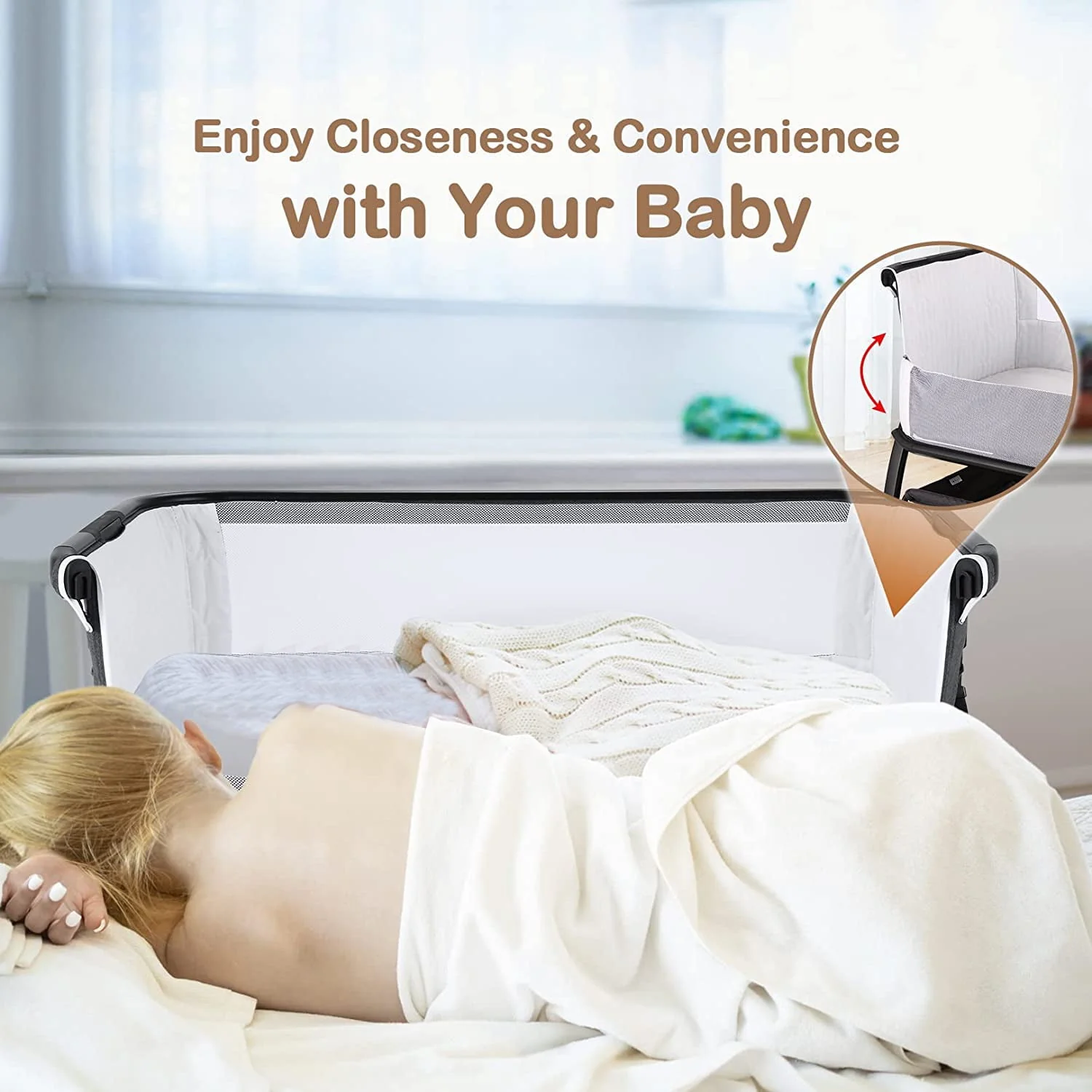 Adnoom Baby Bassinet Bedside Sleeper, Baby Bed to Babies Cradle