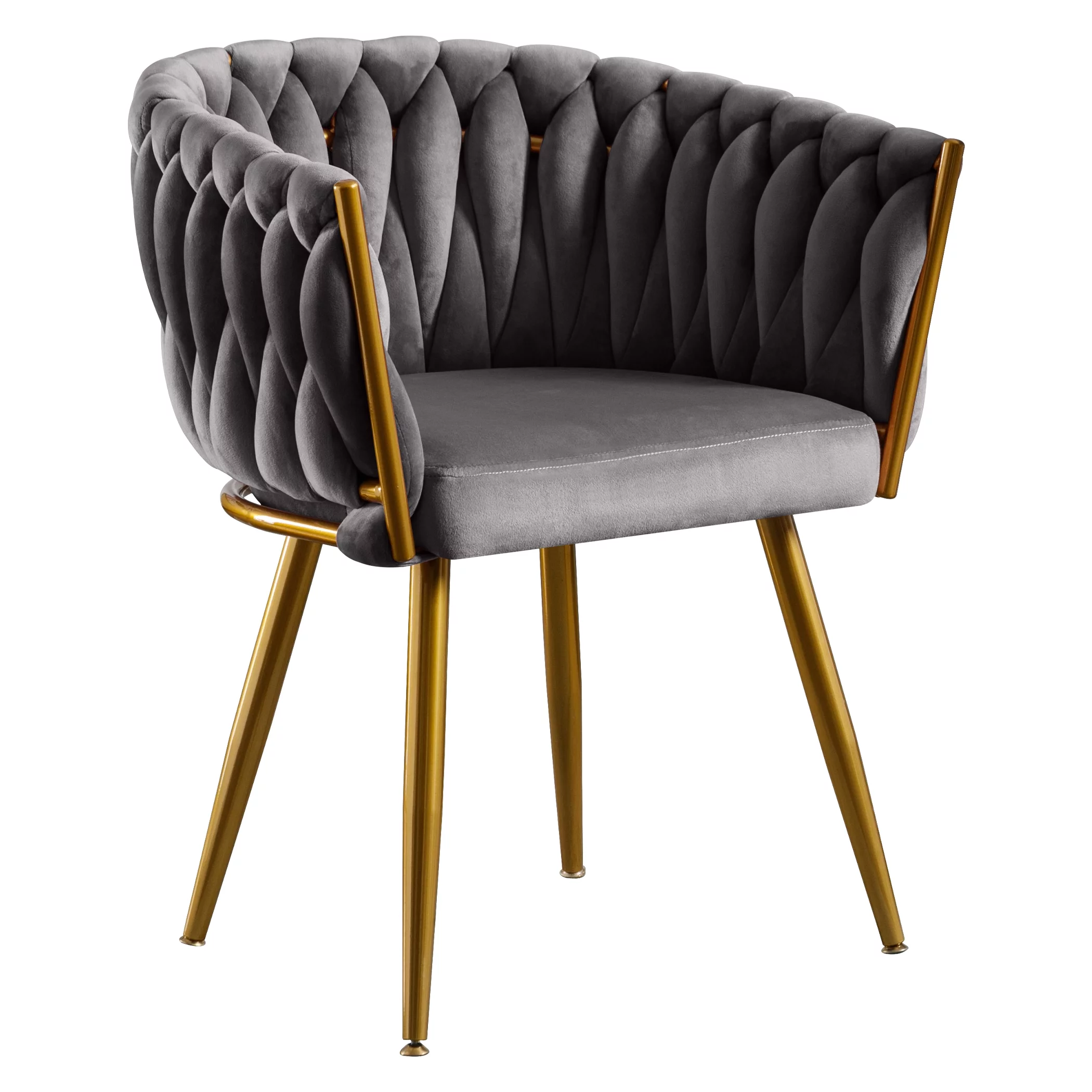 JONPONY Velvet Dining Chairs Set of 2, Modern Woven Upholstered Dining Chairs with Gold Metal Legs,Luxury Tufted Dining Chairs for Living Room