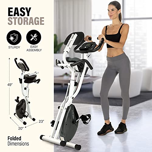 LANOS Workout Bike For Home - 2 In 1 Recumbent Exercise Bike and Upright Indoor Cycling Bike Positions, 10 Level Magnetic Resistance Exercise Bike