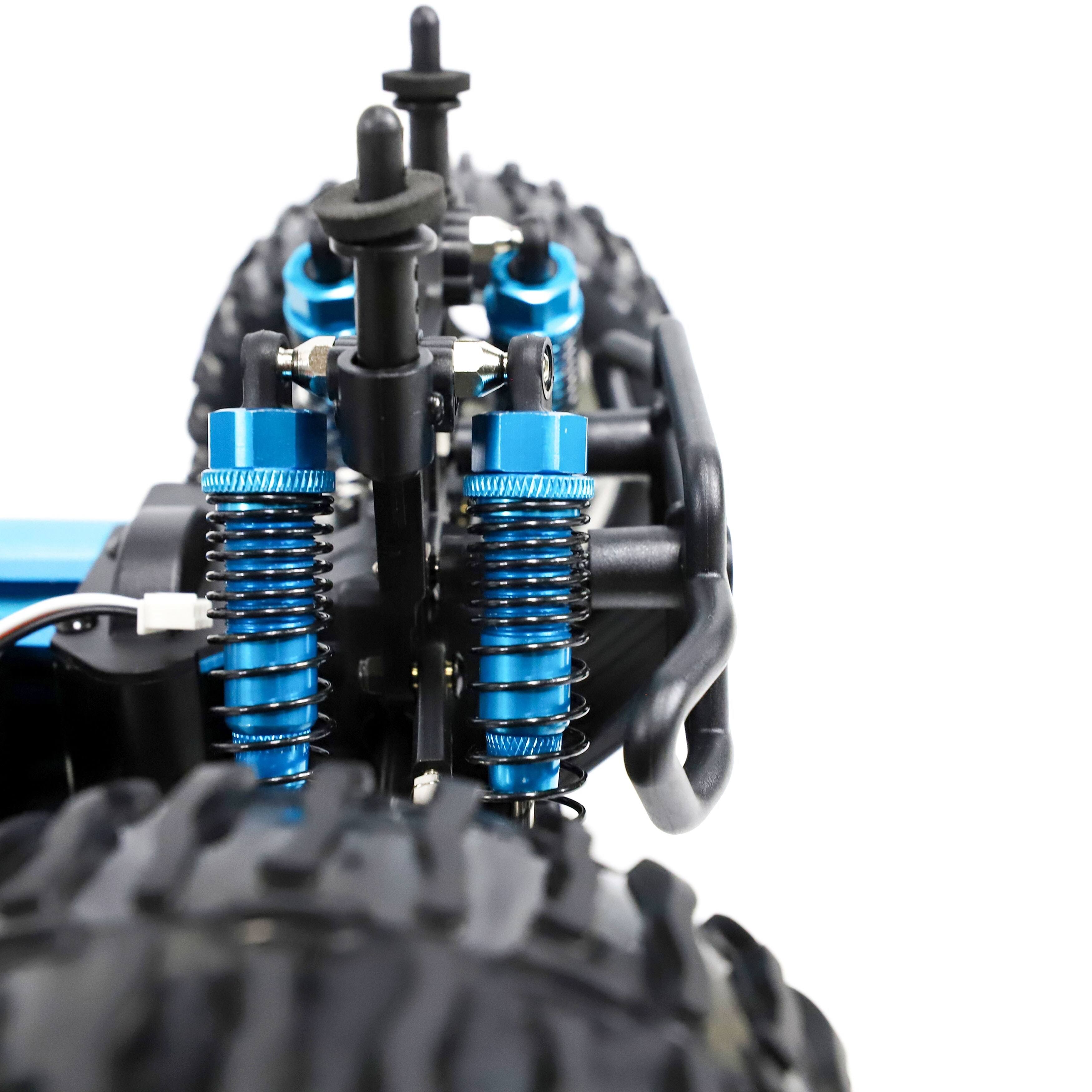 Aleko Rccar05 Brushless Pro Off-Road 4WD Electric Powered RC Truck - 1:10 Scale - Light Blue and Yellow Flame Design