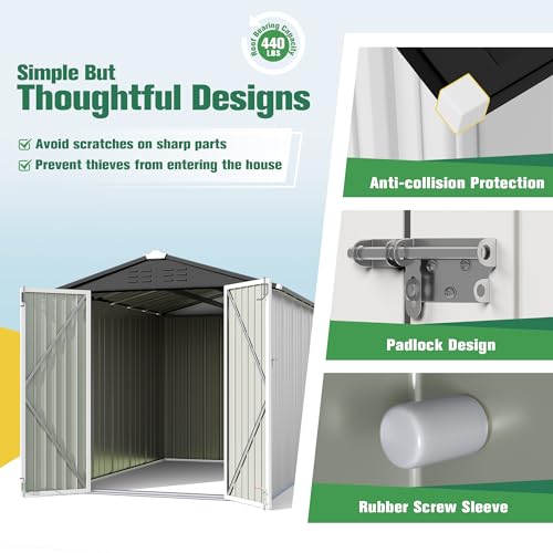 Flamaker Storage Shed Waterproof Metal Garden Shed with Lockable Door Utility Tool Shed Outdoor Storage for Backyard, Patio and Lawn (5 x 3 FT)