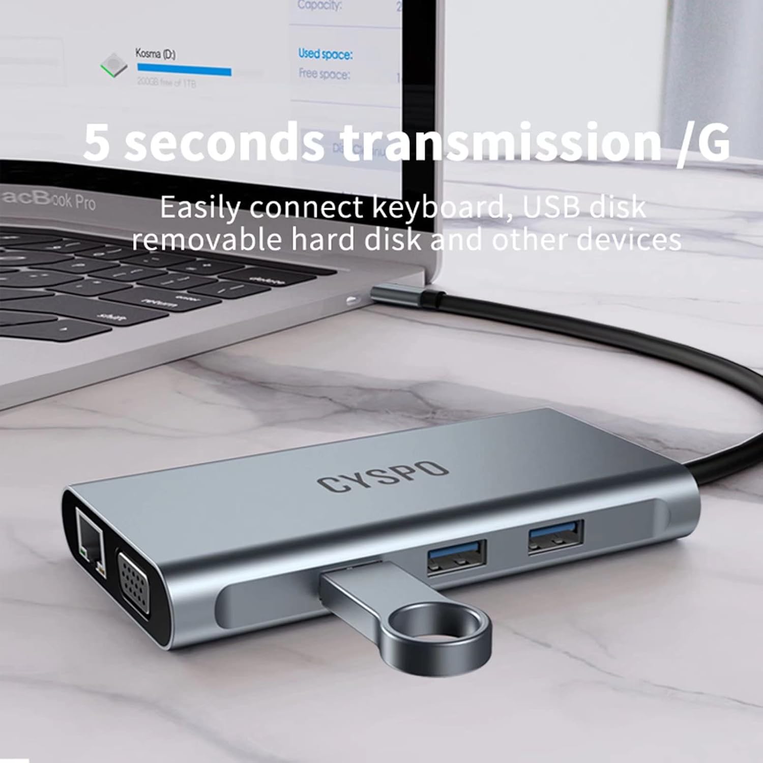 9-in-1 USB-C Hub Multiport Adapter, Docking Station with Dual Display 4K HDMI, VGA, 100W Power Delivery, 3 USB 3.0, Ethernet, TF/SD Card Reader