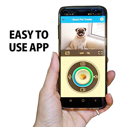 Smartphone-Controlled Pet Treat Dispenser with Camera and Two-Way Communication,WiFi,Alexa,and Google Home-Enabled Programmable Treat Dispenser