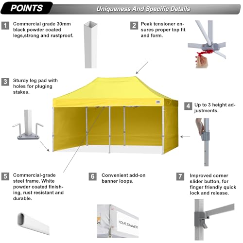 ABCCANOPY Easy Pop Up Canopy Tent with Sidewalls 10x10 Commercial -Series, White