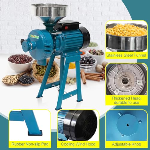 NAIZEA Grain Mills Wet Dry Cereals Grinder, Electric Grain Mill Grinder Corn Mill, Heavy Duty 3000W 110V Commercial Grain Grinder Machine