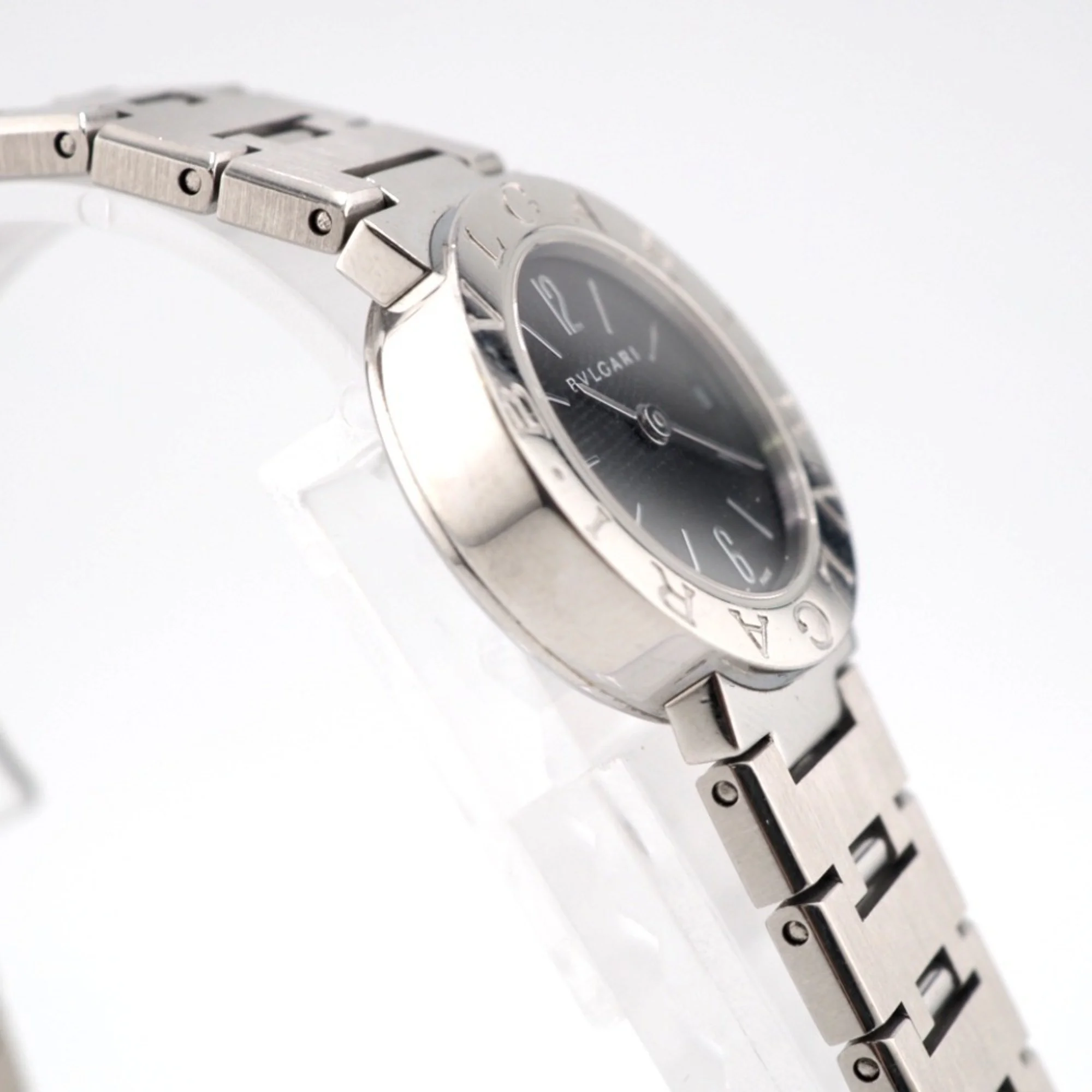 Pre-Owned BVLGARI Bvlgari BB23SS Bulgari Quartz QZ Black Dial Watch Silver Ladies (Good)