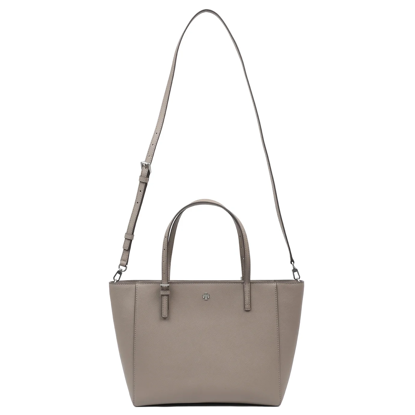 Tory Burch Women's Emerson Small Saffiano Leather Tote (Gray Heron)