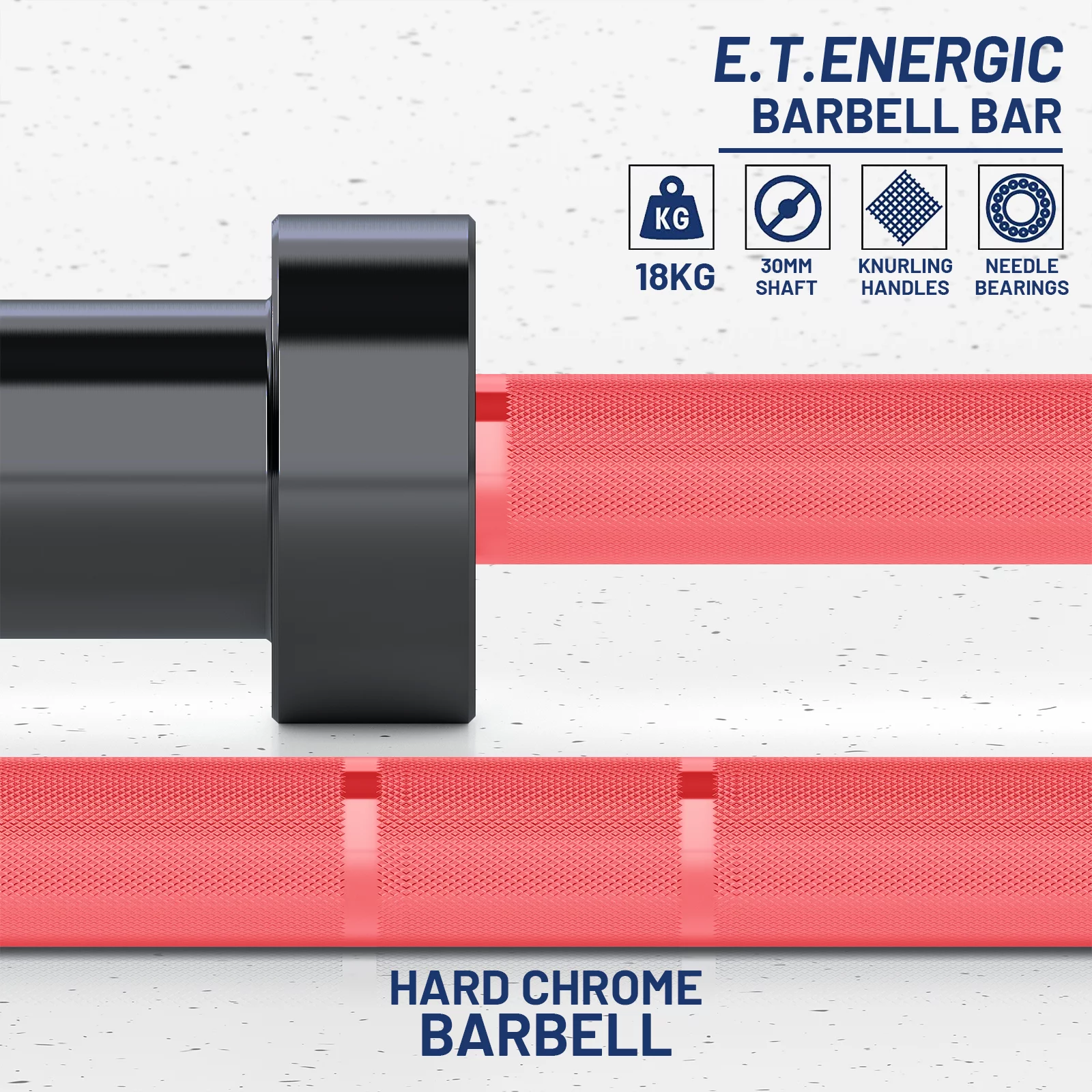 E.T.ENERGIC 7ft 40 lb Olympic Bar for Weightlifting and Power Lifting Weight Barbell 700 lb Capacity