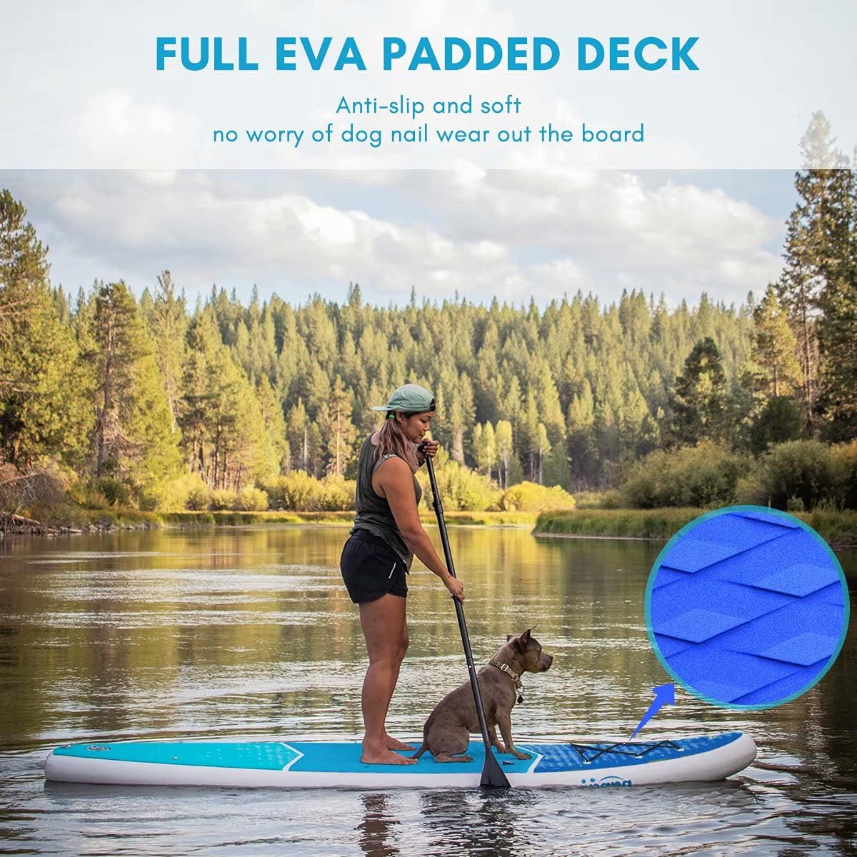 Zupapa Inflatable Paddle Board,10FT Stand Up Paddleboard with SUP Accessories Kayak Seat,Non-Slip Deck,for Adults Kids Dogs,3-Year Warranty Provided