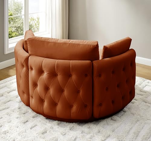 51.5-Inch Oversized Swivel Accent Barrel Chair with Storage Ottoman ,Button Decor and 4 Pillows