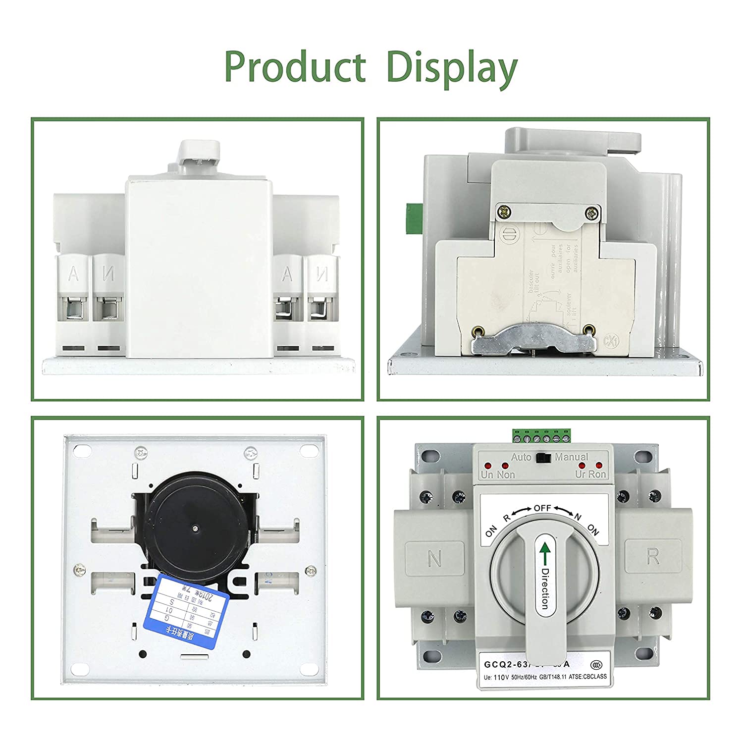 110V 63A Automatic Transfer Switch Dual Power Generator Changeover Switch Self Cast Conversion (2P)