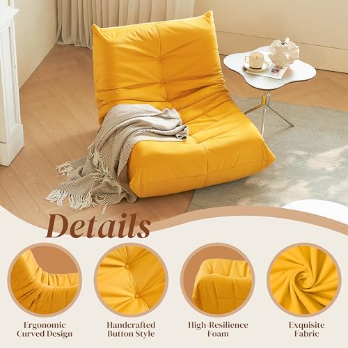 Bean Bag Chair for Adults - Suede & Microfiber Fireside Floor Chair, Comfortable Corner Lounge Sofa for Living Room, Bedroom, Office (3-Seater, Beige)