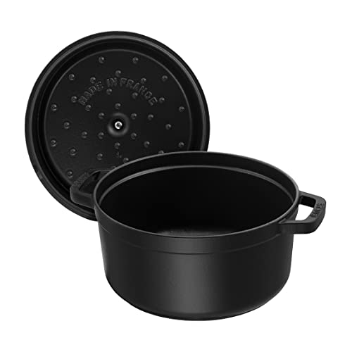 STAUB Cast Iron Dutch Oven 5.5-qt Round Cocotte, Made in France, Serves 5-6, Black Matte