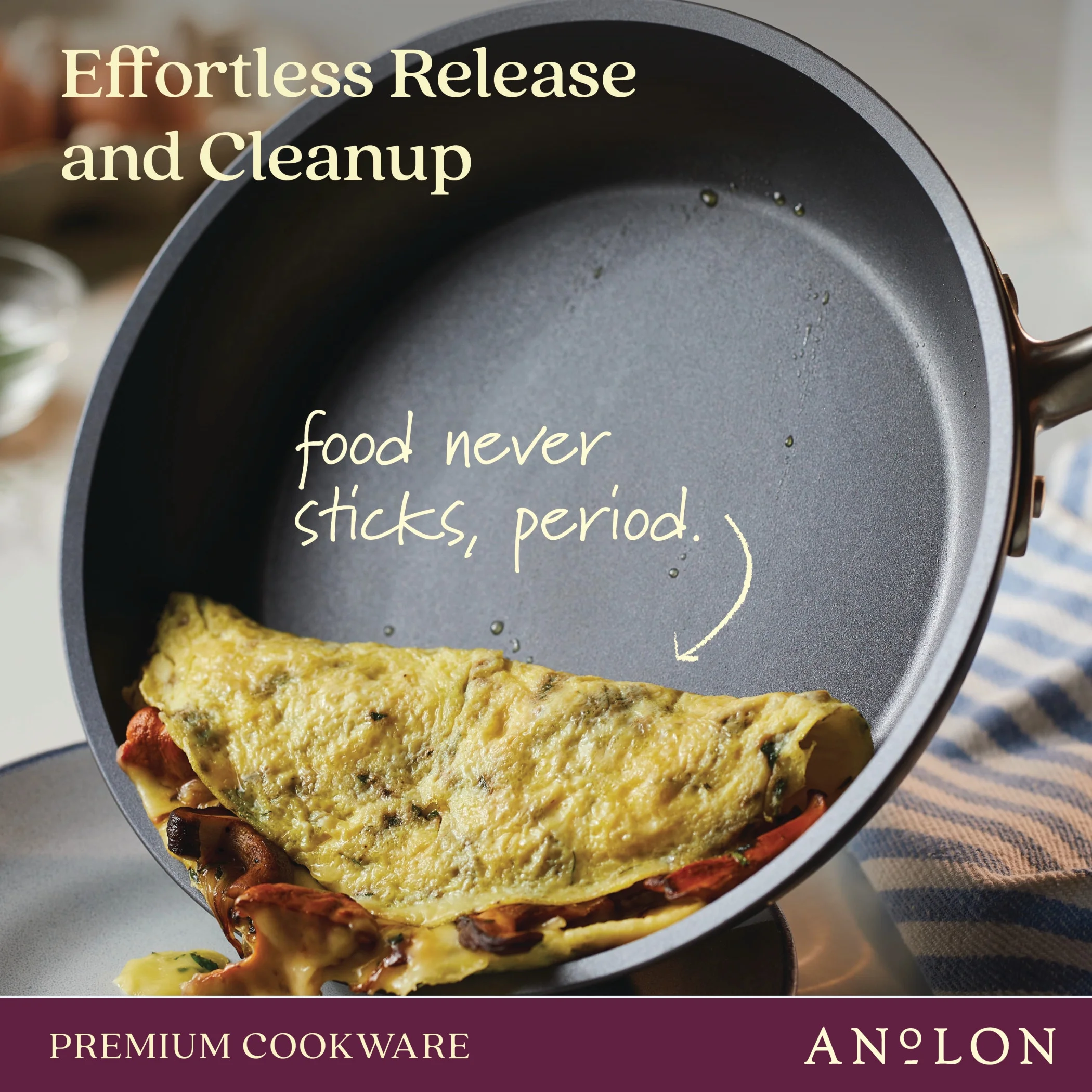 Anolon Accolade Forged Hard-Anodized Nonstick Wok with Lid, 13.5-Inch, Moonstone