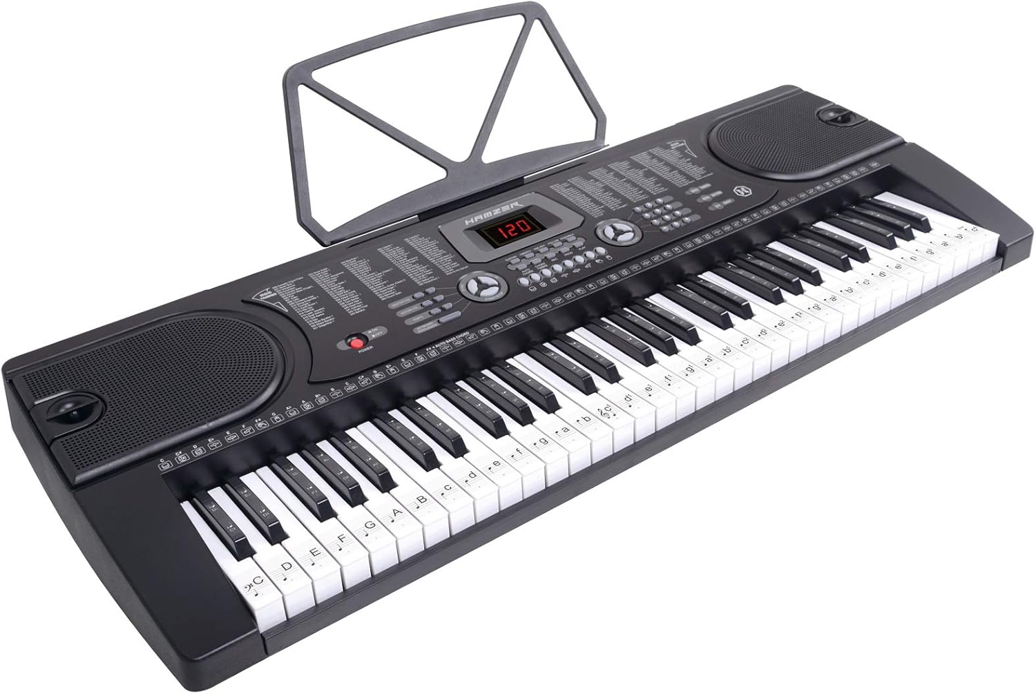 Hamzer 61-Key Portable Electronic Keyboard Piano with Stand, Stool, Headphones, Microphone & Sticker Sheet