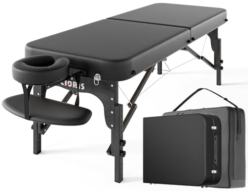 CLORIS 84" Professional Massage Table Portable 2 Folding Lightweight Facial Solon Spa Tattoo Bed Height Adjustable with Carrying Bag & Aluminium Leg