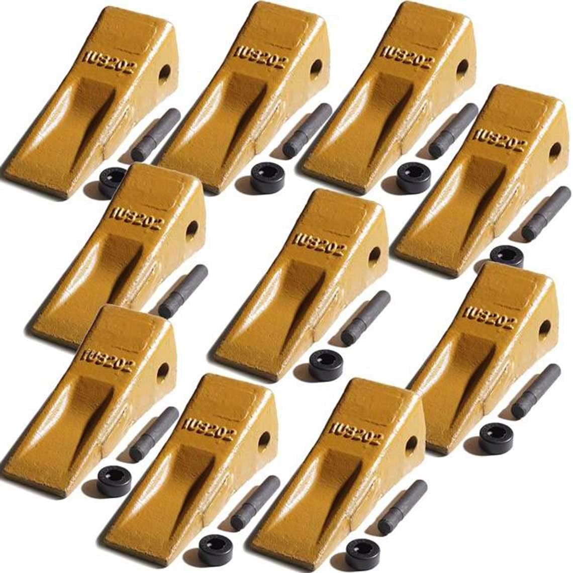 Titan Attachments Set of 10-1U3202 Bucket Teeth Side Pin 8E6208 Retainer CAT J200 Digger Long