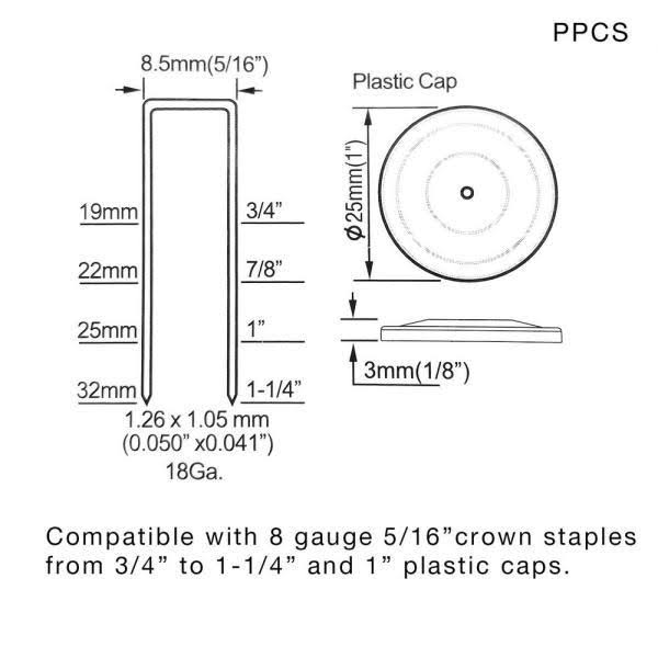 Freeman Ppcs Pneumatic Plastic Cap Stapler with Plastic Cap Staples