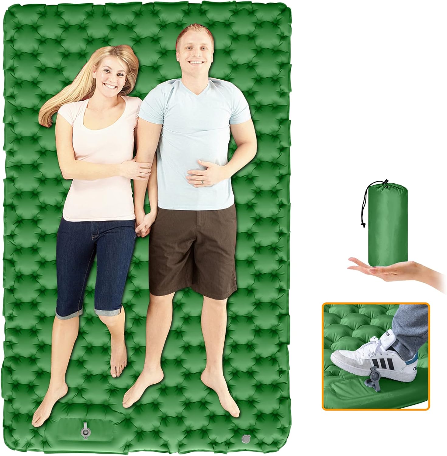 Double Camping Pad-SUPIPRO Camping Mattress 2 Person Self Inflating Sleeping pad with Built-in Foot Press