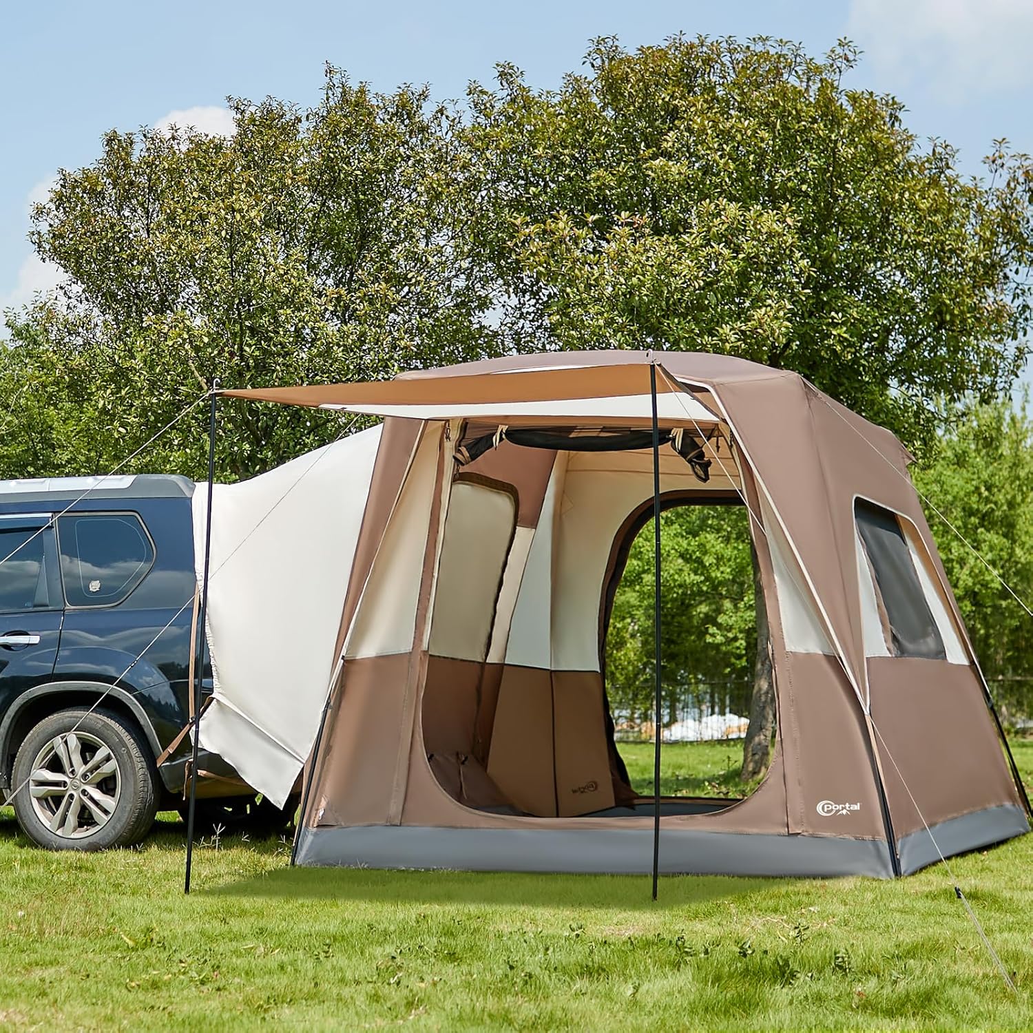 Portal 2-in-1 5 Person SUV Tent with Porch for Camping, Spacious Car Trunk Tent with 2 Doors for Travel Camp Outdoor Tailgate