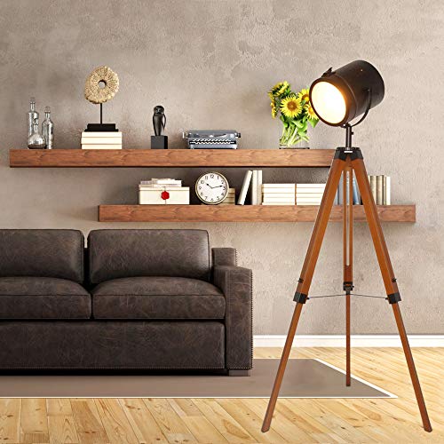 Contemporary Modern Wooden Farmhouse Tripod Floor Lamps for Living Room