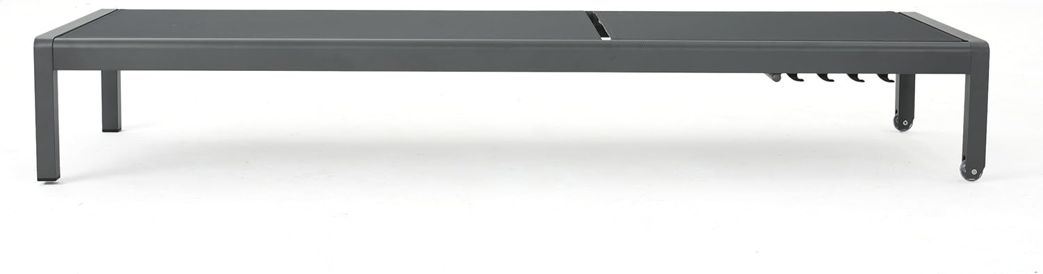 Christopher Knight Home Cape Coral Outdoor Aluminum Chaise Lounge with Mesh Seat, Grey / Dark Grey