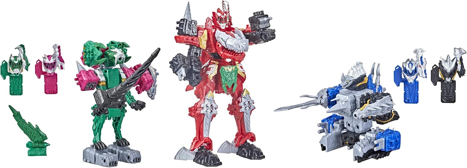 Power Rangers Dino Fury Megazord Mega Pack 5-Pack Zord Action Figure Toys for Kids Ages 4 and Up Zord Link Mix-and-Match Custom Build System (Amazon