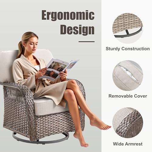 7 Pieces Outdoor Furniture Set with Swivel Chairs