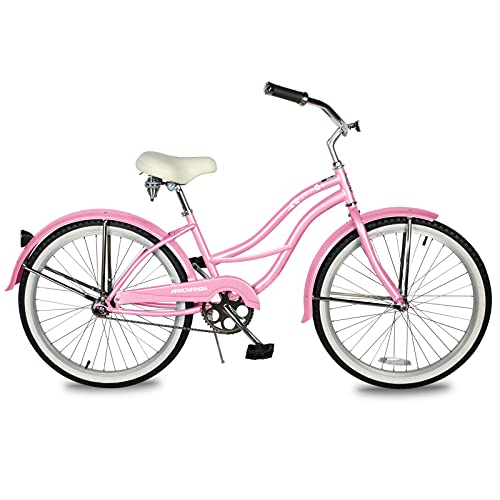 MICARGI 24/26 Inch Adult Cruiser Bicycle Hybrid Bike 1/7 Speeds Commuter Bike for Women, Men, Seniors