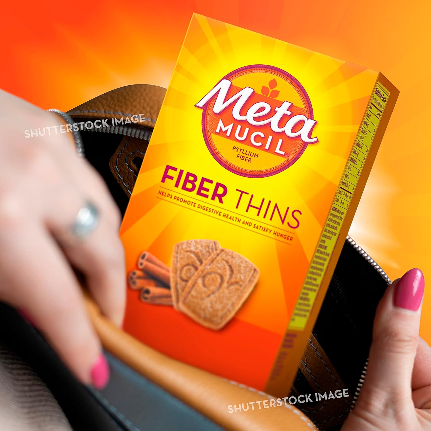 Metamucil Fiber Thins, Daily Psyllium Husk Fiber Supplement, Supports Digestive Health and Satisfies Hunger, Cinnamon Spice Flavor