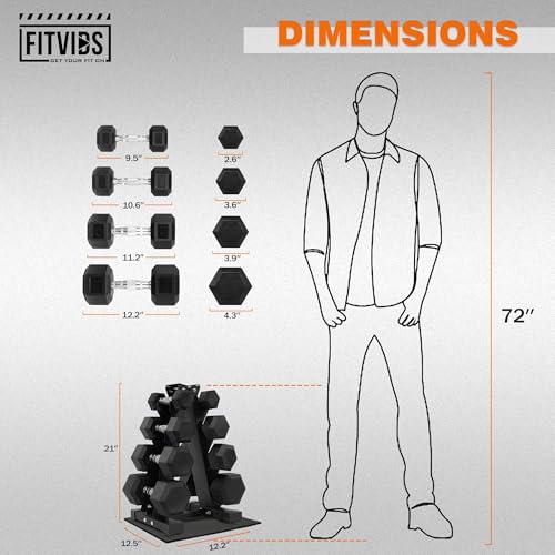 Dumbbell Set with Rack, Rubber Coated Hex Dumbbell Weights in 100lbs, 5, 10, 15, 20lbs Pair