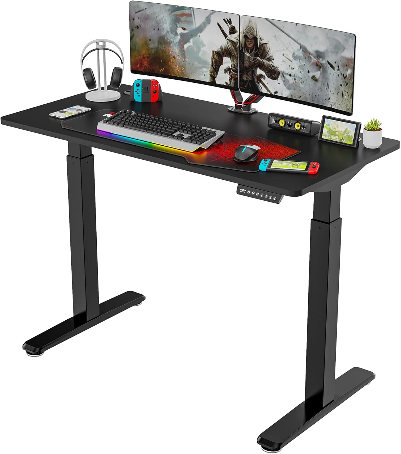 It's_Organized 60 inch Gaming Computer Desk,T-Shaped PC Laptop Table Workstation with Large Mouse Pad
