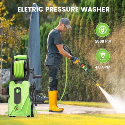 Electric Pressure Washer 5000 PSI 4.0 GPM Power Washers Electric Powered with 33ft Hose, 4 Nozzle and Foam Cannon