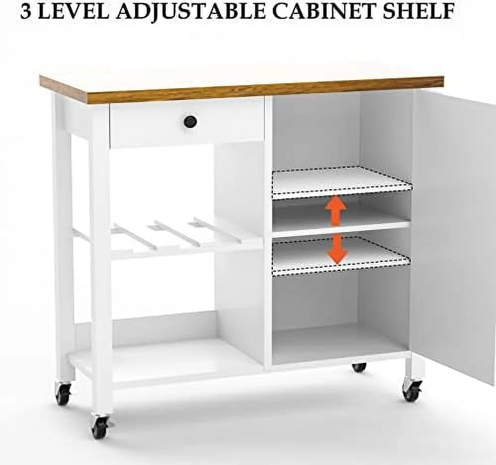 YZboomLife Coffee  with Drawer and Cabinet  Farmhouse Coffee Cart on Wheels with Adjustable Shelves  Corner Coffee  Cabinet for Dining Room  Living