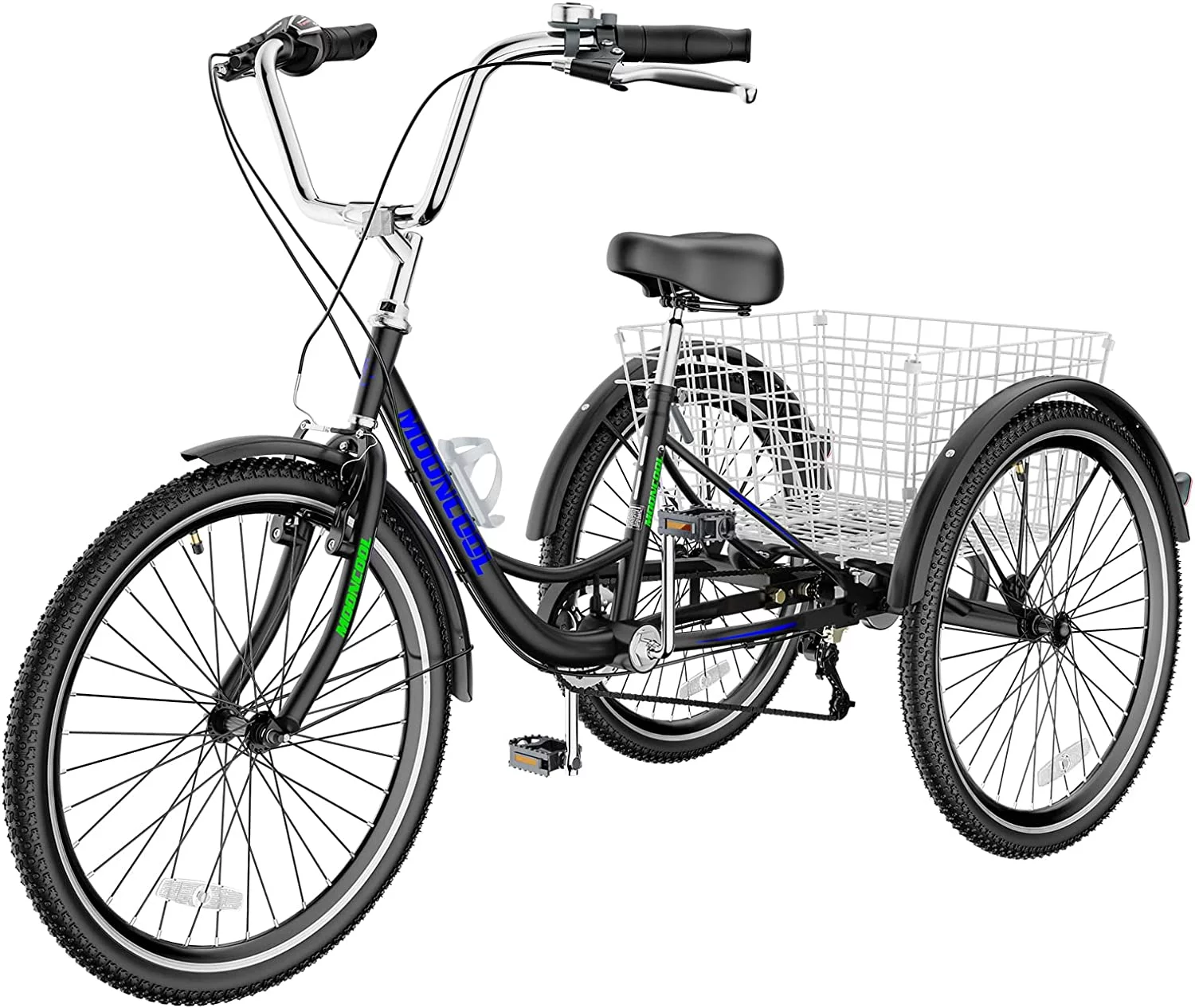 FICISOG 26 Adult Tricycle, 3 Wheel 7 Speed Bikes,450lbs Capacity Cruise Trike with Shopping Basket