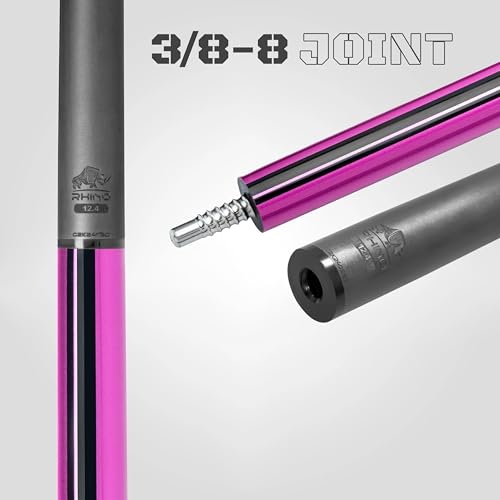 RHINO Nebula 2 Pool Cue - 100% Carbon Fiber Shaft & Composite Butt. Time Crystal Tip, Pro Taper Design, 12.4 mm,12.8 mm. 3/8-8 Joint